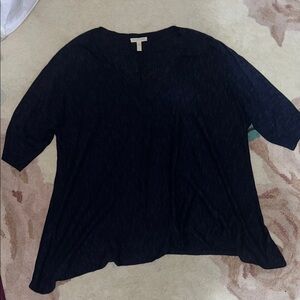 Eileen Fisher Navy Elbow Length Sleeve Top
